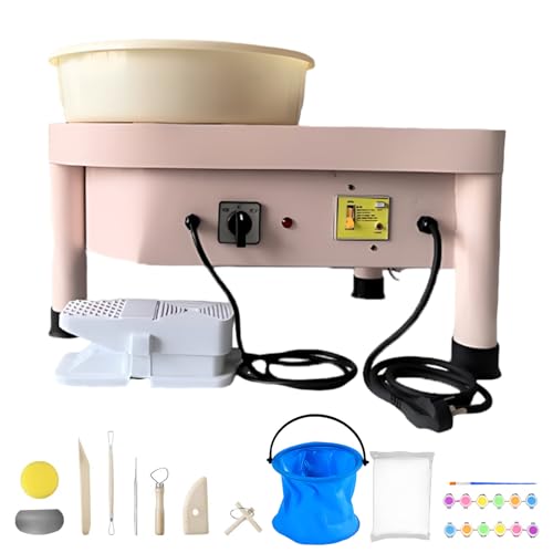 YXZQLOZ Töpferscheibe, Keramikformmaschine, Tonscheibe mit Einstellbarer Geschwindigkeit, Modellierwerkzeug-Zubehör-Kit für Work Art Craft DIY (Pink) von YXZQLOZ