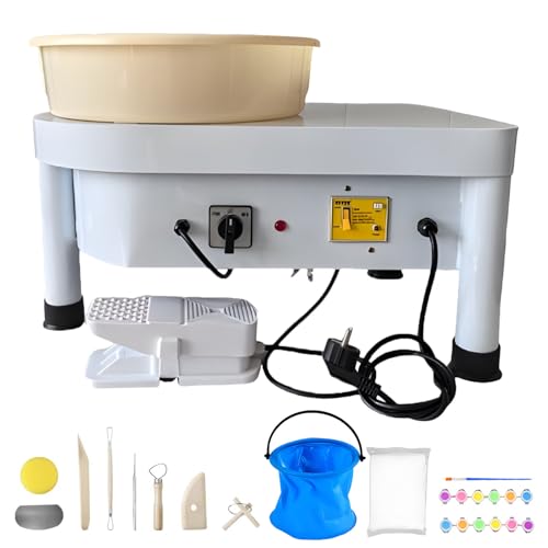 YXZQLOZ Töpferscheibe, Keramikformmaschine, Tonscheibe mit Einstellbarer Geschwindigkeit, Modellierwerkzeug-Zubehör-Kit für Work Art Craft DIY (White) von YXZQLOZ