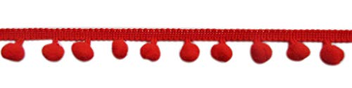 YCRAFT – 16,5 m Ballfransen, 2,2 cm breit, Pompom-Bordüre zum Nähen, Rot von YYCRAFT