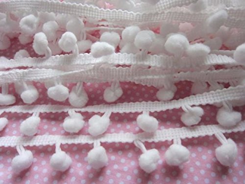 YCRAFT – 16,5 m Ballfransen, 2,2 cm breit, Pompom-Bordüre zum Nähen, Weiß YCRAFT – 16,5 m Ballfransen, 2,2 cm breit, Pompom-Bordüre zum Nähen, Weiß von YYCRAFT