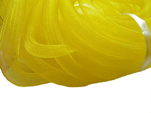 YYCRAF 9 Meter Netzschlauch, einfarbig, für Kränze, Cyberlox, Bastelarbeiten, 16 mm (5/8 Zoll), Nylon, Gelb, 16 mm von YYCRAFT