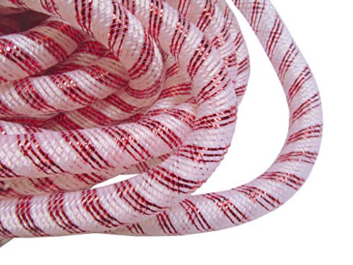YYCRAF 9 Meter Netzschlauch, einfarbig, für Kränze, Cyberlox, Bastelarbeiten, 16 mm (5/8 Zoll), Rot gestreift, 16 mm von YYCRAFT
