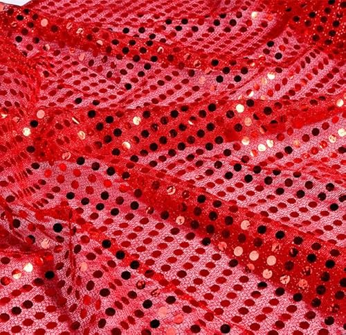 YYCRAFR Kunstpailletten (3 mm), Strickstoff, glänzende Punkte, Konfetti zum Nähen, Kostüme, Bekleidung, Handwerk, Meterware (9,1 m, Rot) von YYCRAFT