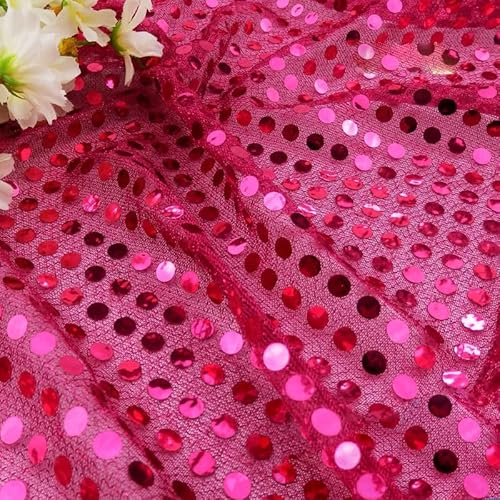 YYCRAFR Kunstpailletten (3 mm) Strickstoff, glänzende Punkte, Konfetti zum Nähen, Kostüme, Bekleidung, Basteln, Meterware (4,5 m, Hot Pink) von YYCRAFT