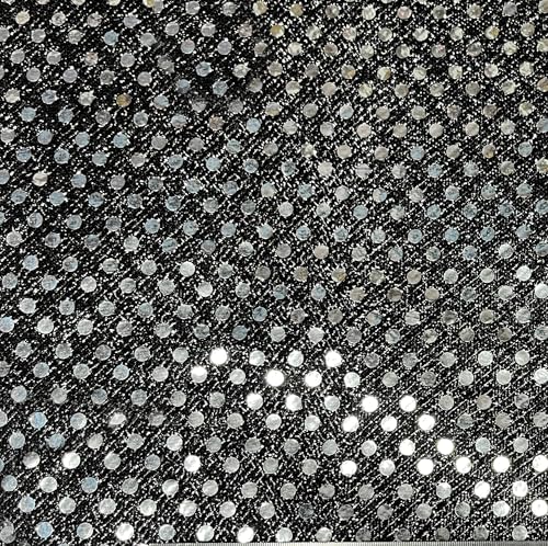 YYCRAFR Kunstpailletten (3 mm) Strickstoff, glänzende Punkte, Konfetti zum Nähen, Kostüme, Bekleidung, Handwerk, Meterware (2 Yards, Schwarz/Silber) von YYCRAFT