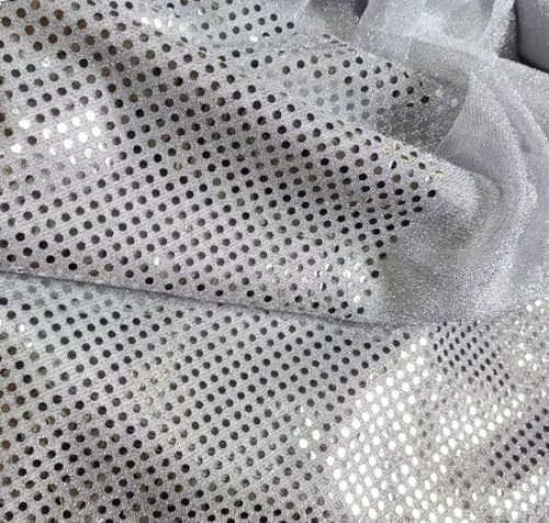 YYCRAFR Kunstpailletten (3 mm) Strickstoff, glänzende Punkte, Konfetti zum Nähen, Kostüme, Bekleidung, Handwerk, Meterware (9,1 m, Silber) von YYCRAFT