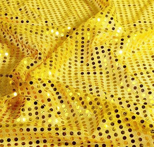 YYCRAFR Kunstpailletten (3 mm) Strickstoff, glänzende Punkte, Konfetti zum Nähen, Kostüme, Bekleidung, Handwerk, Meterware (91 cm, Gold) von YYCRAFT