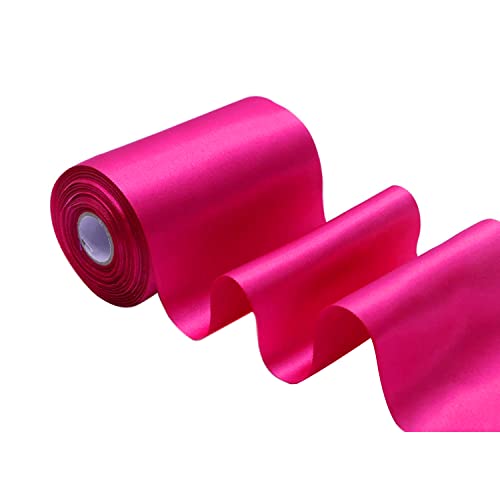 YYCRAFT 10,2 cm breites Satinband, Satin-Stoffspule für große Eröffnung, Schneiden, Zeremonie, Hochzeit, Geburtstag, Party, Dekoration, Geschenk, Handwerk (22 Meter) (20,3 cm, Hot Pink) von YYCRAFT