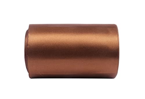 YYCRAFT 10,2 cm breites Satinband, Satin-Stoffspule für große Eröffnung, Schneiden, Zeremonie, Hochzeit, Geburtstag, Party, Dekoration, Geschenk, Handwerk (22 Meter, braun) von YYCRAFT