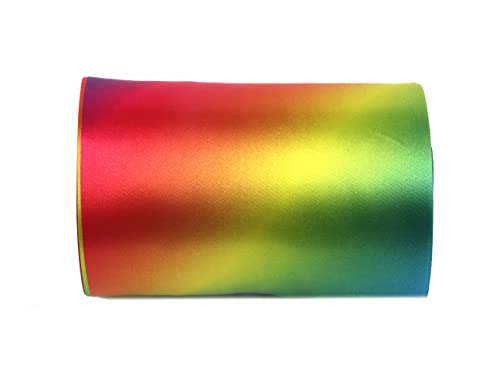 YYCRAFT 10,2 cm breites Satinband, Satin-Stoffspule für große Eröffnung, Schneiden, Zeremonie, Hochzeit, Geburtstag, Party, Dekoration, Geschenk, Handwerk (22 Yards, Regenbogen) von YYCRAFT
