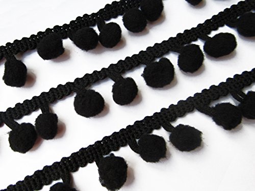 YYCRAFT 10.8 Meter langes fransiges Band mit Pompon-Bällen in regenbogenfarben, zum Nähen geeignet 12y Schwarz Tinny Pom YYCRAFT 10.8 Meter langes fransiges Band mit Pompon-Bällen in regenbogenfarben, zum Nähen geeignet 12y Schwarz Tinny Pom von YYCRAFT