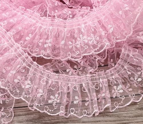 YYCRAFT 12 Stück einlagiges, plissiertes Organza-Spitzenrand, gerafftes Netz-Chiffonband, Rosa YYCRAFT 12 Stück einlagiges, plissiertes Organza-Spitzenrand, gerafftes Netz-Chiffonband, Rosa von YYCRAFT