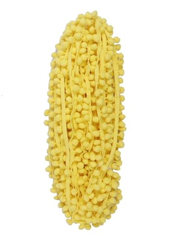 YYCRAFT 18 Yards Ball Fransen, 1,27 cm breit, Pompom-Bordüre, zum Nähen (Pompon-Größe 12 mm, Gelb) von YYCRAFT