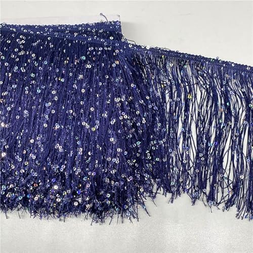 YYCRAFT 20,3 cm Hoogram Pailletten-Kette Quaste Fransenborte von The Yard Girlande Tanzkostüm Trimmen Party Dekoration (4,5 m, Marineblau) von YYCRAFT