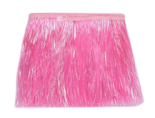 YYCRAFT 20,3 cm breite Lametta-Fransenborte Girlande – Tanzkostüm-Besatz mit glänzendem Folieneffekt für Party-Dekoration (4,5 m, Rosa) von YYCRAFT