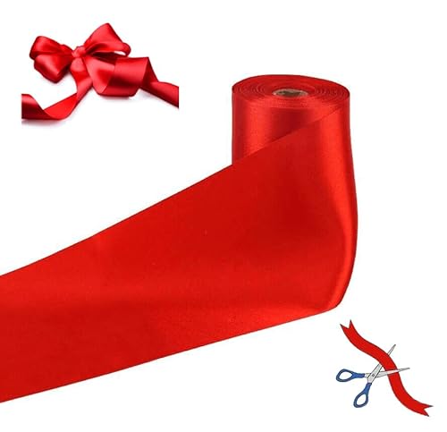 YYCRAFT 20,3 cm breites Satinband, Satin-Stoffspule für große Eröffnung, Schneiden, Zeremonie, Hochzeit, Geburtstag, Party, Dekoration, Geschenk, Handwerk (22 Meter, rot) von YYCRAFT