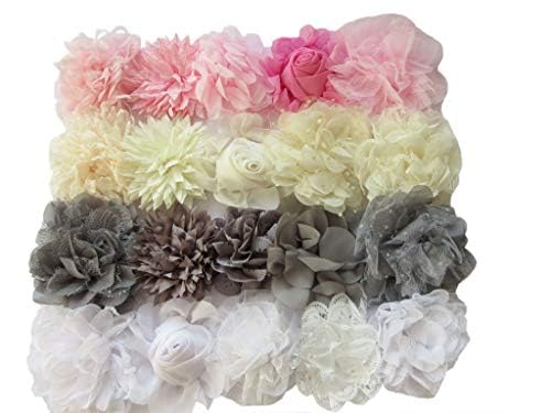 YYCRAFT 20 große Chiffon-Spitzen-Haarschmuck für Mädchen, Stirnband, Babyblumen, Schleifen, Basteln, Party-Dekoration (7,6 cm - 11,4 cm, gemischt) von YYCRAFT