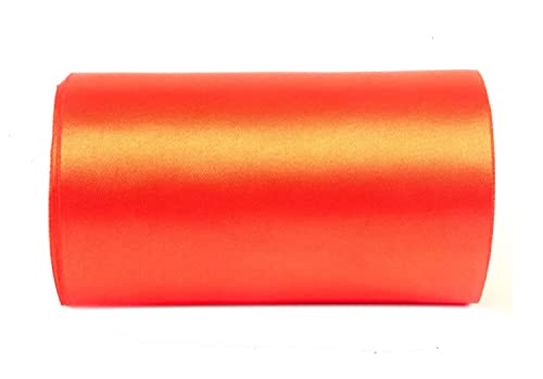 YYCRAFT 25,4 cm breites Satinband, Satin-Stoffspule für große Eröffnung, Schneidezeremonie, Hochzeit, Geburtstag, Party, Dekoration, Geschenk, Handwerk (22 Meter, Neonorange) von YYCRAFT