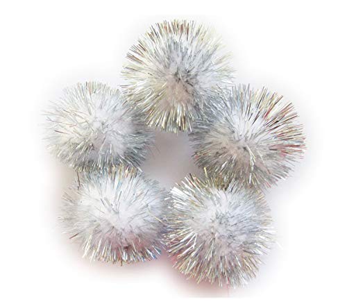 YYCRAFT 30 große Glitzer-Lametta-Pompons, glitzernde Bälle für Bastelarbeiten, Katzenspielzeug, weiß, 3,8 cm YYCRAFT 30 große Glitzer-Lametta-Pompons, glitzernde Bälle für Bastelarbeiten, Katzenspielzeug, weiß, 3,8 cm von YYCRAFT
