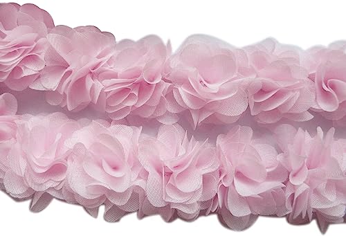 YYCRAFT 3D-Spitzenborte aus Chiffon, 4,5 m, 5,1 cm, für Brautsträuße, zum Selbermachen, zum Nähen (Babyrosa) von YYCRAFT