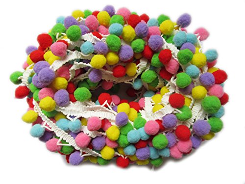 YYCRAFT 4,5 m langes, fransiges Band mit Pompon-Bällen in Regenbogenfarben, zum Nähen geeignet Bunter B-Pom YYCRAFT 4,5 m langes, fransiges Band mit Pompon-Bällen in Regenbogenfarben, zum Nähen geeignet Bunter B-Pom von YYCRAFT