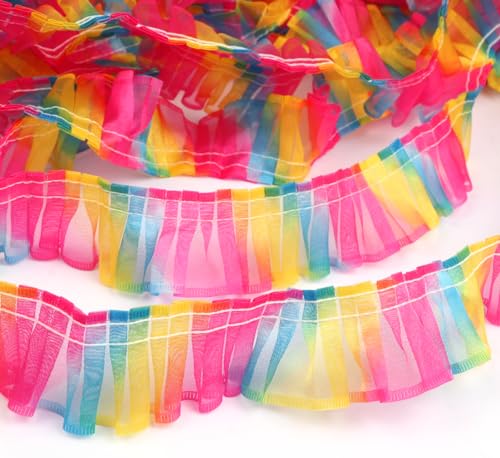 YYCRAFT 5 Stück Regenbogen-Organza-Spitzenborte 3,8 cm Hochzeitsband Nähen YYCRAFT 5 Stück Regenbogen-Organza-Spitzenborte 3,8 cm Hochzeitsband Nähen von YYCRAFT