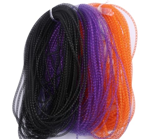 YYCRAFT 70 Meter Netzrohr, 4 mm, Deko-Flex für Kränze, Cyberlox CRIN Basteln, amerikanische Flagge, Halloween-Dekorationen, Schwarz/Orange/Violett YYCRAFT 70 Meter Netzrohr, 4 mm, Deko-Flex für Kränze, Cyberlox CRIN Basteln, amerikanische Flagge, Halloween-Dekorationen, Schwarz/Orange/Violett von YYCRAFT