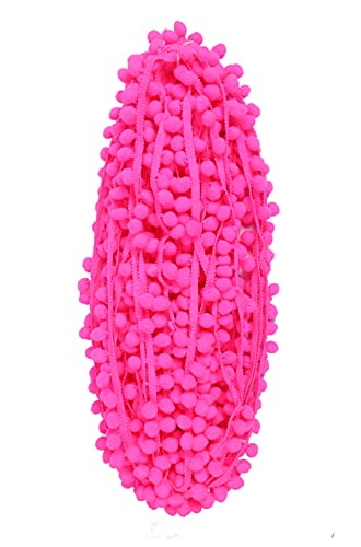 YYCRAFT 9,1 m Kugelfransen, 2,5 cm breit, Pompon-Besatz, Band zum Nähen (Pompon-Größe: 15 mm, Shocking Neon Pink) von YYCRAFT