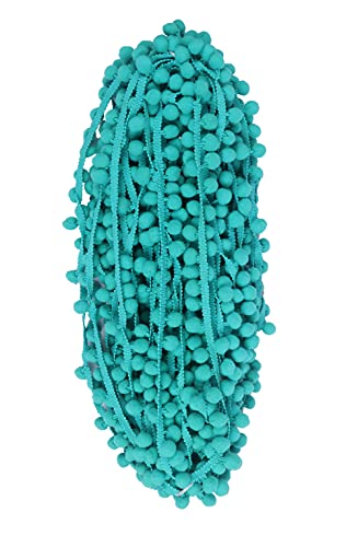 YYCRAFT 9,1 M Kugelfransen 2,5 CM Breit Pom Trim Band Nähen (Größe 15 MM, Blaugrün) von YYCRAFT