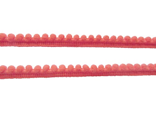 YYCRAFT 9,1 m breite winzige Pompom-Bälle mit Fransen, zum Basteln, Nähen, Zubehör für Vorhänge, Kleidung, Kissen, Dekoration (Pomp-Größe 5 mm, Koralle) von YYCRAFT