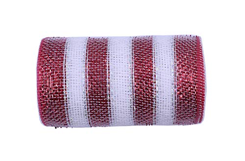 YYCRAFT Metallisches Poly-Mesh-Band für Dekoration/Kranzherstellung, Basteln, 9,1 m, Weiß/Rot, 15,2 cm x 9,1 m YYCRAFT Metallisches Poly-Mesh-Band für Dekoration/Kranzherstellung, Basteln, 9,1 m, Weiß/Rot, 15,2 cm x 9,1 m von YYCRAFT