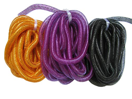 YYCRAFT 9 Meter Solid Mesh Tube Deco Flex für Kränze Cyberlox CRIN Crafts Halloween 16 mm (5/8 Zoll) (Orange,Schwarz, Violett) von YYCRAFT