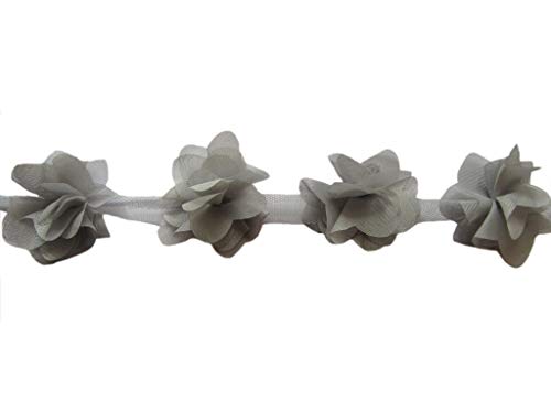YYCRAFT Spitzenband, Chiffon-Blume, 5 cm, Grau von YYCRAFT