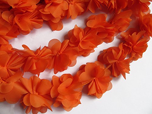 YYCRAFT Chiffon-Blumen-Spitzenband, 5 cm, 4 m, Orange von YYCRAFT