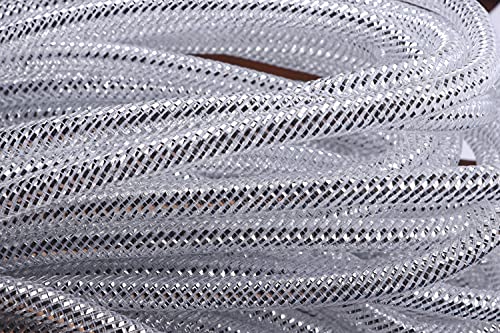 YYCRAFT Deco Mesh Flexrohr mit Metallfolie, 8 mm x 22,9 m, silberfarben von YYCRAFT