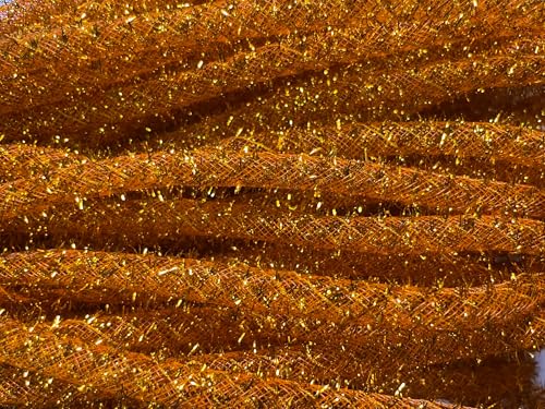 YYCRAFT Deco Mesh Tube Flex mit Metallfolie, DIY-Kränze, 8 mm x 22,7 m, Orange mit Lametta von YYCRAFT