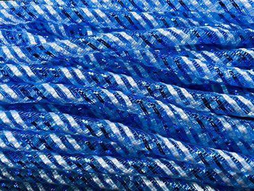 YYCRAFT Deco Mesh Tube Flex mit Metallfolie, DIY-Kränze, 8 mm x 22,7 m, gestreift, Königsblau von YYCRAFT