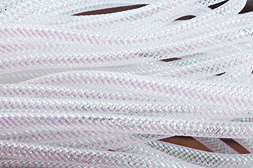 YYCRAFT Deko-Netzschlauch mit Metallfolie, 8 mm x 22 m, schillerndes Weiß von YYCRAFT