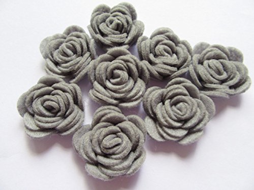 YYCRAFT Filz-Rosen, 3,8 cm, 4D-Blumen-Applikation, 20 Stück grau von YYCRAFT