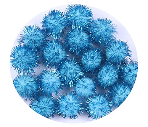 YYCRAFT Glitzer-Pompons mit Lametta-Poms, glitzernd, für Basteln/Partydekoration/Katzenspielzeug, 25 mm, Blau, 50 Stück YYCRAFT Glitzer-Pompons mit Lametta-Poms, glitzernd, für Basteln/Partydekoration/Katzenspielzeug, 25 mm, Blau, 50 Stück von YYCRAFT