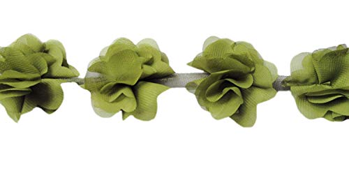 YYCRAFT Haarschmuck, Chiffon, Blumen-Spitzenband, 5 cm, Moos von YYCRAFT