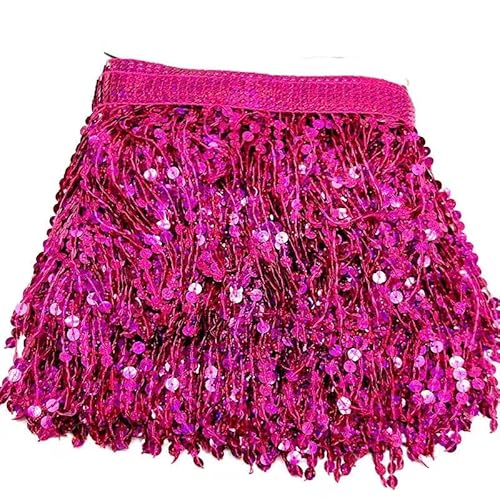 YYCRAFT Hologramm-Pailletten-Fransenborte für Ballsaal, Latein, Jazz, Westernkleidung, Show, Hemden, Festzug, Cosplay-Kostüme, 15,2 cm, 9,1 m, Hot Pink YYCRAFT Hologramm-Pailletten-Fransenborte für Ballsaal, Latein, Jazz, Westernkleidung, Show, Hemden, Festzug, Cosplay-Kostüme, 15,2 cm, 9,1 m, Hot Pink von YYCRAFT