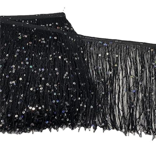 YYCRAFT Hoogram Pailletten-Kette, Quaste, Fransenborte von The Yard Girlande, Tanzkostüm, Party-Dekoration, 4,5 m, Schwarz YYCRAFT Hoogram Pailletten-Kette, Quaste, Fransenborte von The Yard Girlande, Tanzkostüm, Party-Dekoration, 4,5 m, Schwarz von YYCRAFT