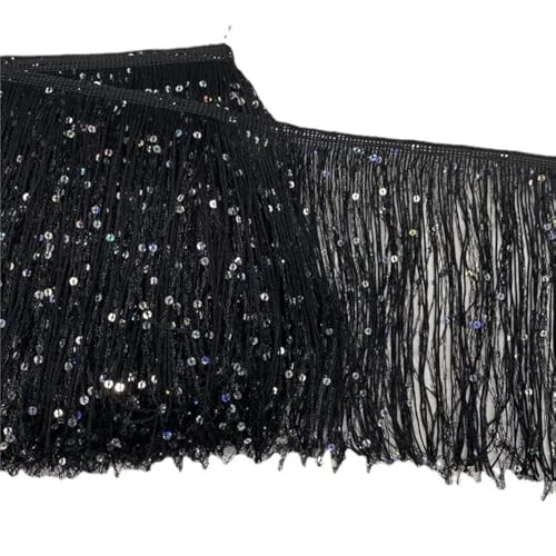 YYCRAFT Hoogram Pailletten-Ketten-Fransenborte von The Yard Girlande, Tanzkostüm, Party-Dekoration, 9,1 m, Schwarz von YYCRAFT