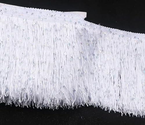 YYCRAFT Hoogram Pailletten-Ketten-Fransenborte von The Yard Girlande, Tanzkostüm, Party-Dekoration, 9,1 m, Weiß YYCRAFT Hoogram Pailletten-Ketten-Fransenborte von The Yard Girlande, Tanzkostüm, Party-Dekoration, 9,1 m, Weiß von YYCRAFT