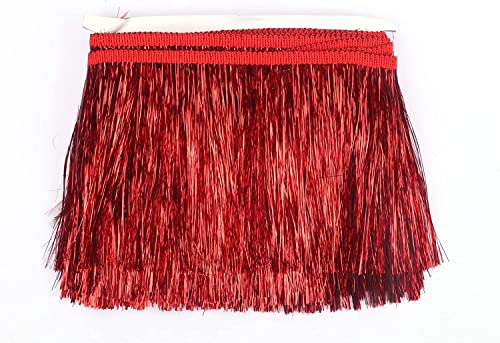 YYCRAFT Lametta-Fransenbordüre, Girlande, Tanzkostüm, Fransenbesatz, glänzender Folieneffekt, Party-Dekoration, 9,1 m, Rot von YYCRAFT
