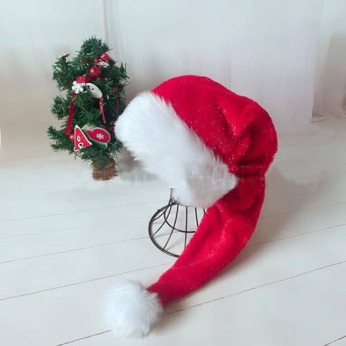 YYCRAFT Lange Weihnachtsmannmütze, Deluxe-Weihnachtsmütze für Erwachsene, Unisex, Neujahr, festliche Party, Weihnachtszubehör, 2 Stück, Rot mit Lametta YYCRAFT Lange Weihnachtsmannmütze, Deluxe-Weihnachtsmütze für Erwachsene, Unisex, Neujahr, festliche Party, Weihnachtszubehör, 2 Stück, Rot mit Lametta von YYCRAFT