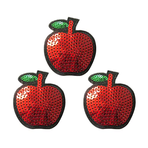 YYCRAFT Packung mit 12 roten glänzenden Pailletten, Apfel, 7,4 cm, zum Aufbügeln oder Aufbügeln, bestickt, für Hochzeiten, Ornamente von YYCRAFT