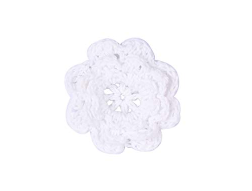 YYCRAFT Handgefertigte Häkelblumen für Bastelarbeiten, Verzierungen (5,1 cm, weiß), 20 Stück von YYCRAFT