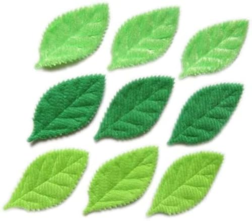 YYCRAFT Packung mit gepolsterten 2-seitigen Satin-Samt-Blätterapplikationen (180 Stück, Limettengrün) von YYCRAFT